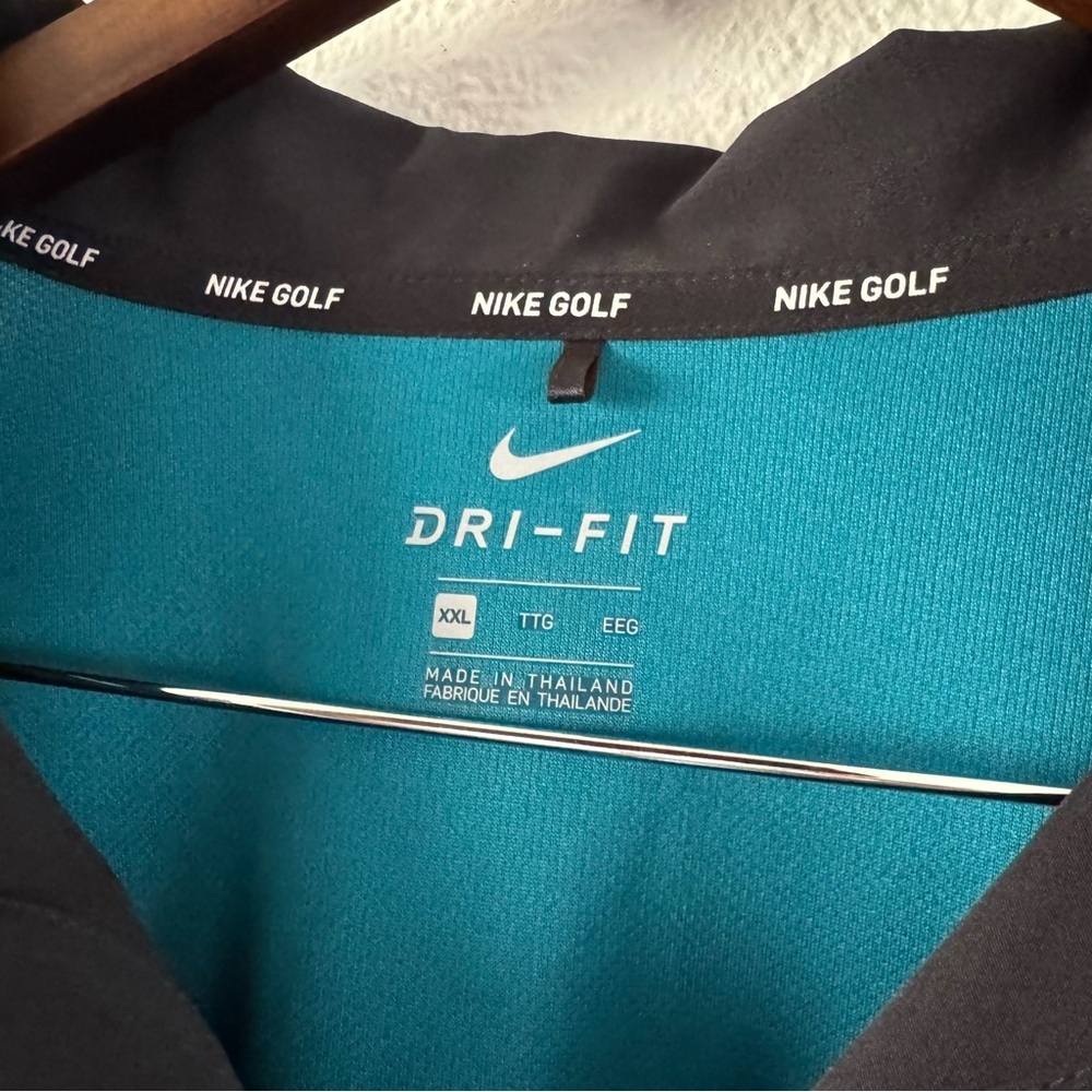 NIKE Tiger Woods Dry Blocked Golf Polo Shirt Swoosh Logo Blustery XXL Men’s NEW - Picture 3 of 10